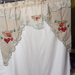 Sheer Curtain Swag with Scalloped Edge and  Emboderied Desings
